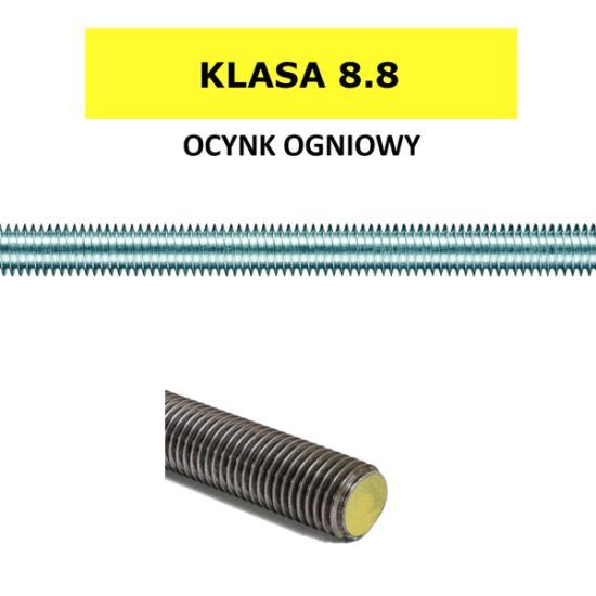Pręty gwintowane DIN 976 kl.8.8 OCYNK OGNIOWY