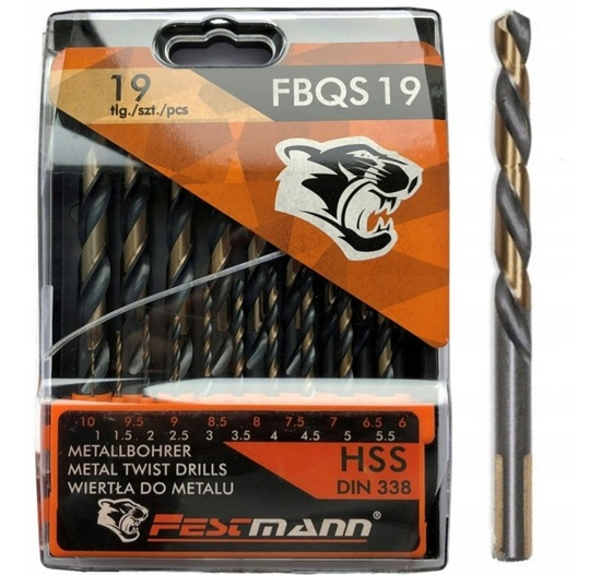 Wiertła do metalu 19 el. FBQS