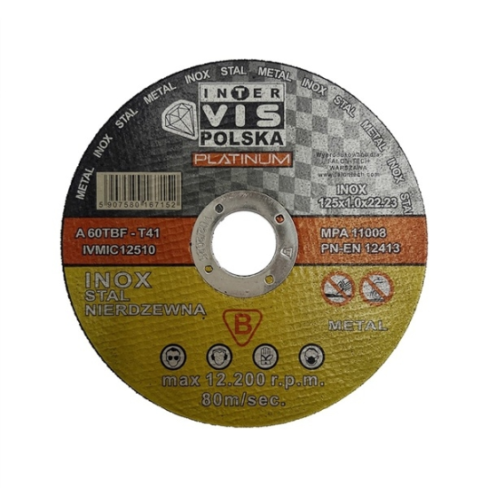Tarcza do cięcia metalu inox Inter-Vis 125x1 PLATINUM 1szt.
